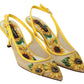 Sunflower Print Kitten Heel Slingbacks