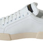 Chic White Leather Stripe Sneakers