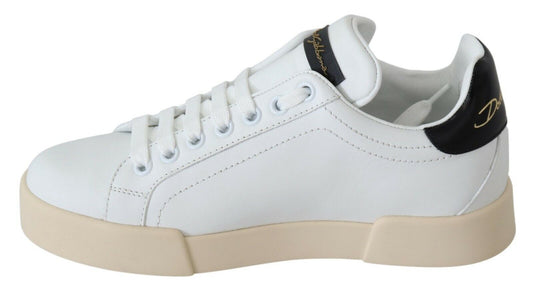 Chic White Leather Stripe Sneakers