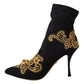 Elegant Black Lori Ankle Boots with Gold Details