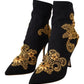 Elegant Black Lori Ankle Boots with Gold Details