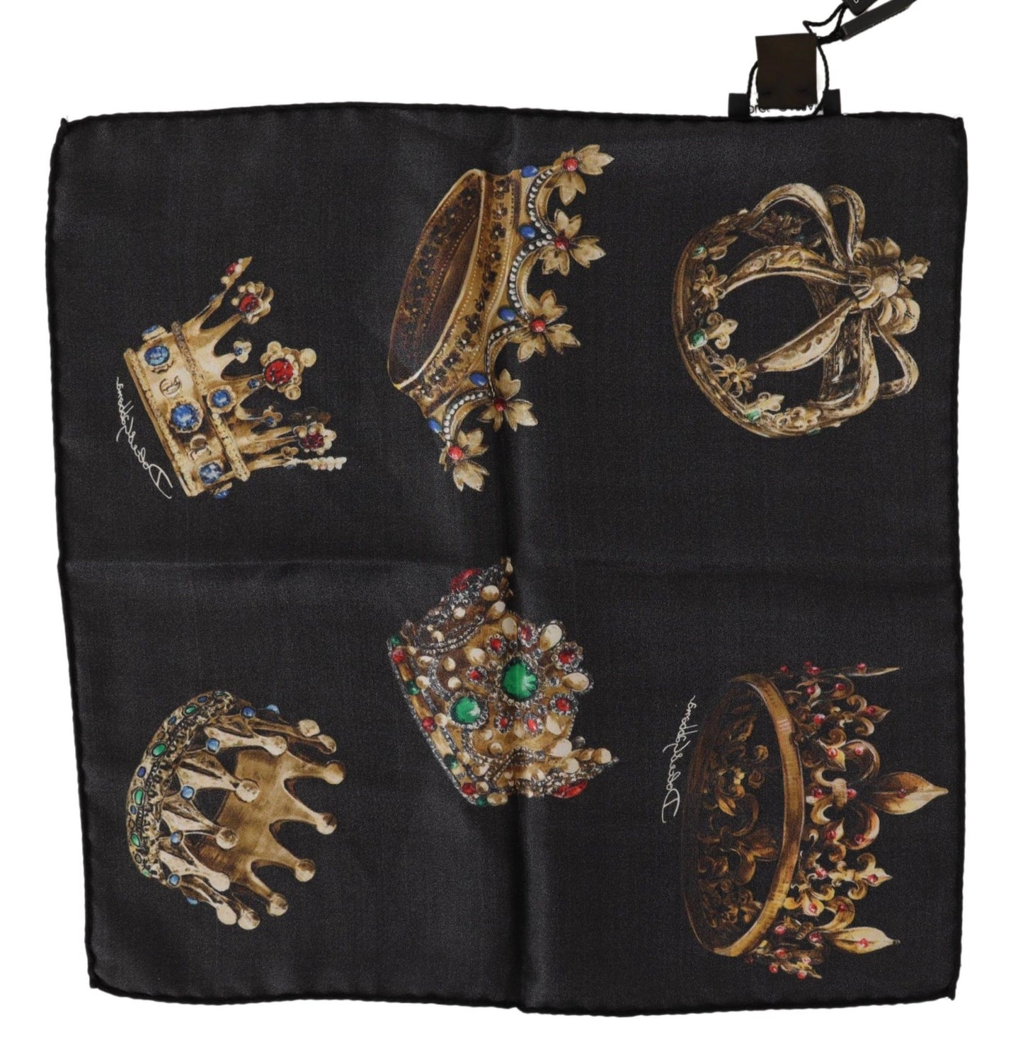 Elegant Silk Crown Print Pocket Square