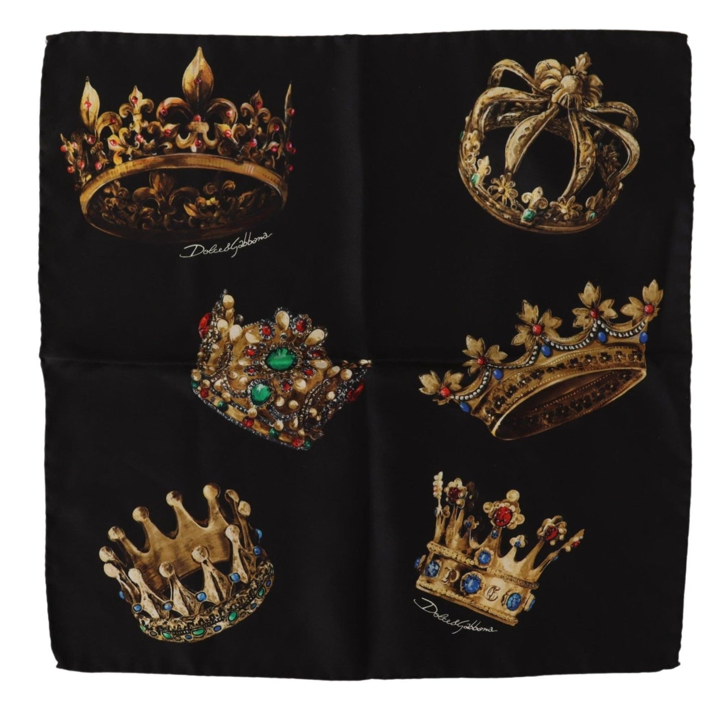 Elegant Silk Crown Print Pocket Square