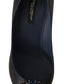 Elegant Crystal Leather Pumps in Dark Blue