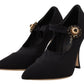 Stunning Black Appliqué Mary Jane Pumps