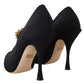 Stunning Black Appliqué Mary Jane Pumps