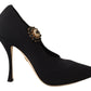 Stunning Black Appliqué Mary Jane Pumps