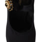 Stunning Black Appliqué Mary Jane Pumps