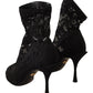 Elegant Floral Lace Ankle Boot Heels