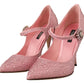 Pink Satin Rhinestone Embellished Pumps