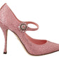 Pink Satin Rhinestone Embellished Pumps