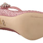Pink Satin Rhinestone Embellished Pumps