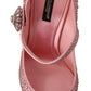 Pink Satin Rhinestone Embellished Pumps