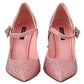 Pink Satin Rhinestone Embellished Pumps