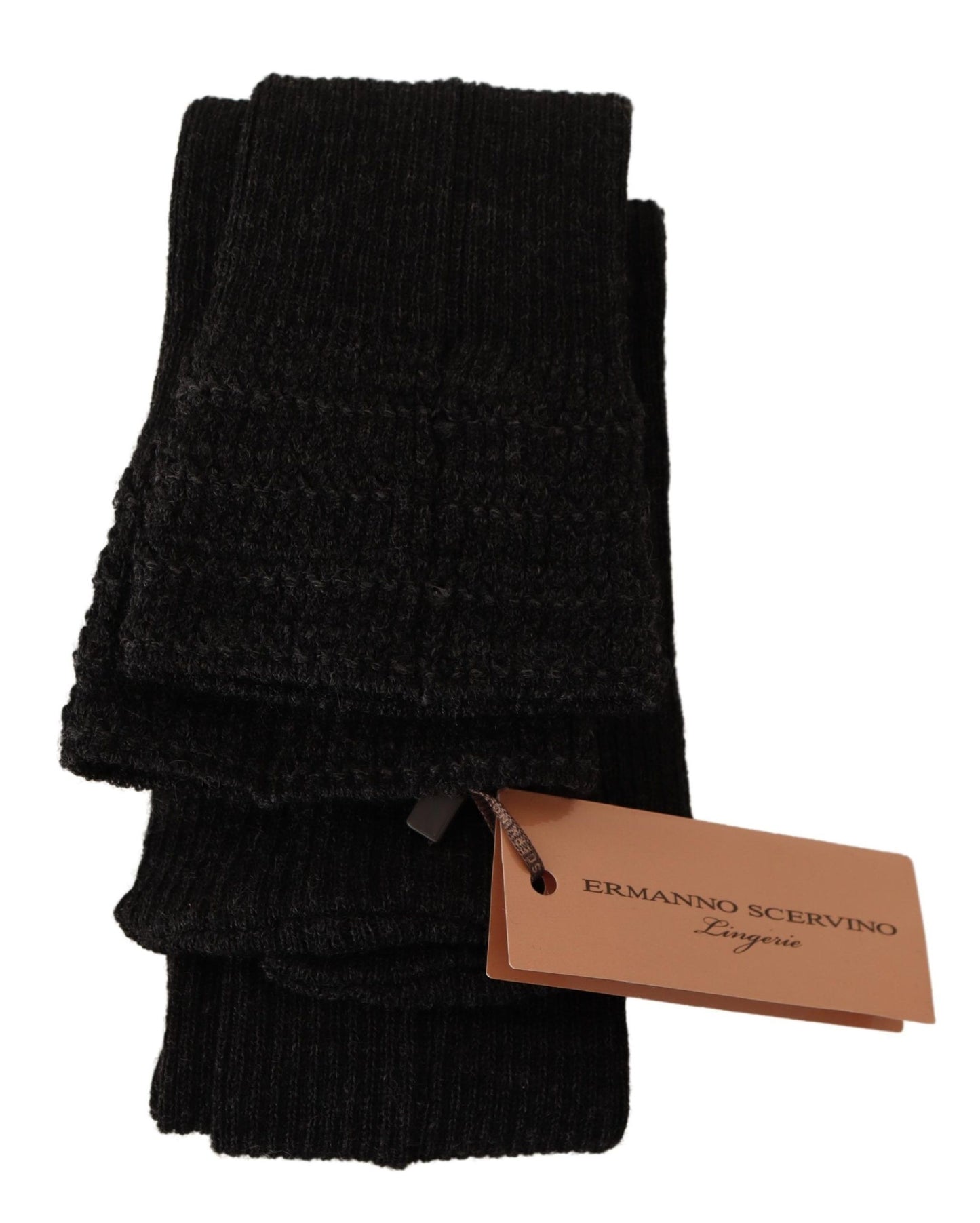 Chic Black Wool Knit Knee High Socks