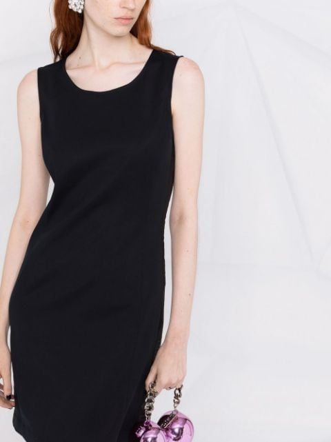 Elegant Sleeveless Side Logo Stitch Dress