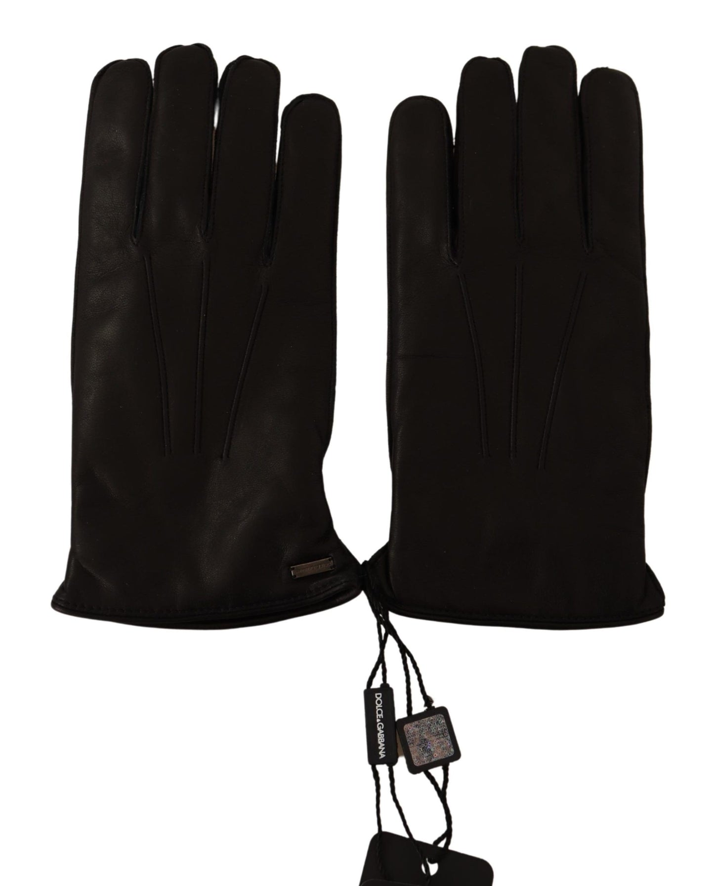 Elegant Black Leather Winter Gloves