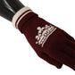 Elegant Red Cashmere Gloves with Crown Motif