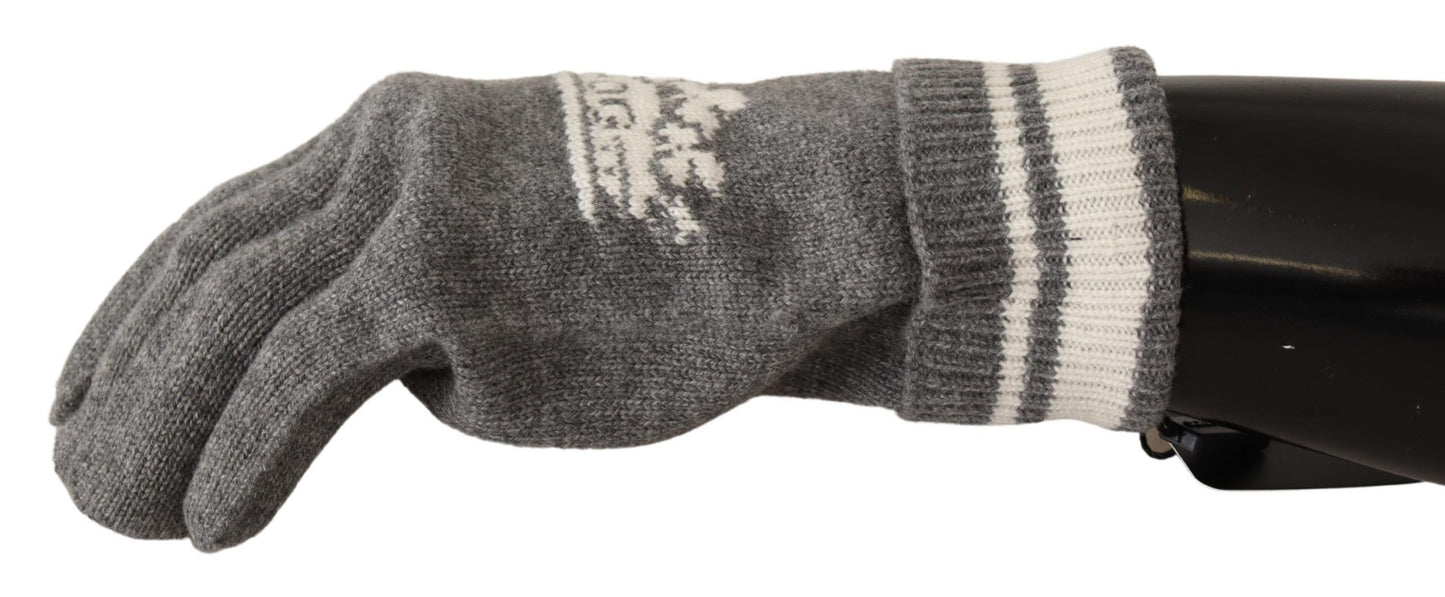 Elegant Cashmere Gloves with Crown Motifs