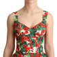 Chic Red Geranium Print Sleeveless Jumpsuit