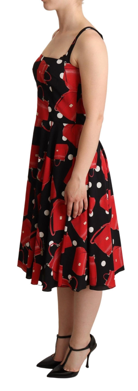 Sicilian Bag Print Sleeveless Midi Dress