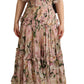 Elegant Sleeveless Floral Ruched Silk Long Dress