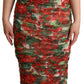 Elegant Red Floral Midi Sheath Dress