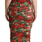 Elegant Red Floral Midi Sheath Dress