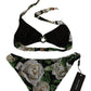 Elegant Black Rose Printed Two-Piece Bikini