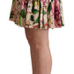 Elegant Floral Silk High Waist Mini Skirt