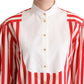 Elegant Red and White Stripe Cotton Polo Top