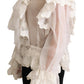 Elegant White Silk-Cotton Ascot Blouse