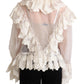 Elegant White Silk-Cotton Ascot Blouse