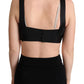Elegant Black Silk Blend Bustier Crop Top