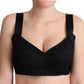 Elegant Black Silk Blend Bustier Crop Top