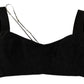 Elegant Black Silk Blend Bustier Crop Top
