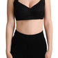 Elegant Black Silk Blend Bustier Crop Top