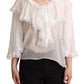 Elegant White Silk Long Sleeve Blouse