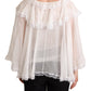 Elegant White Silk Long Sleeve Blouse