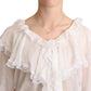 Elegant White Silk Long Sleeve Blouse