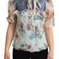 Chic Floral Silk Blouse with Ascot Collar