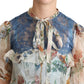 Chic Floral Silk Blouse with Ascot Collar