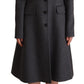 Elegant Gray Cashmere Trench Coat