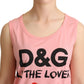 Chic Pink Motive Print Crewneck Tee