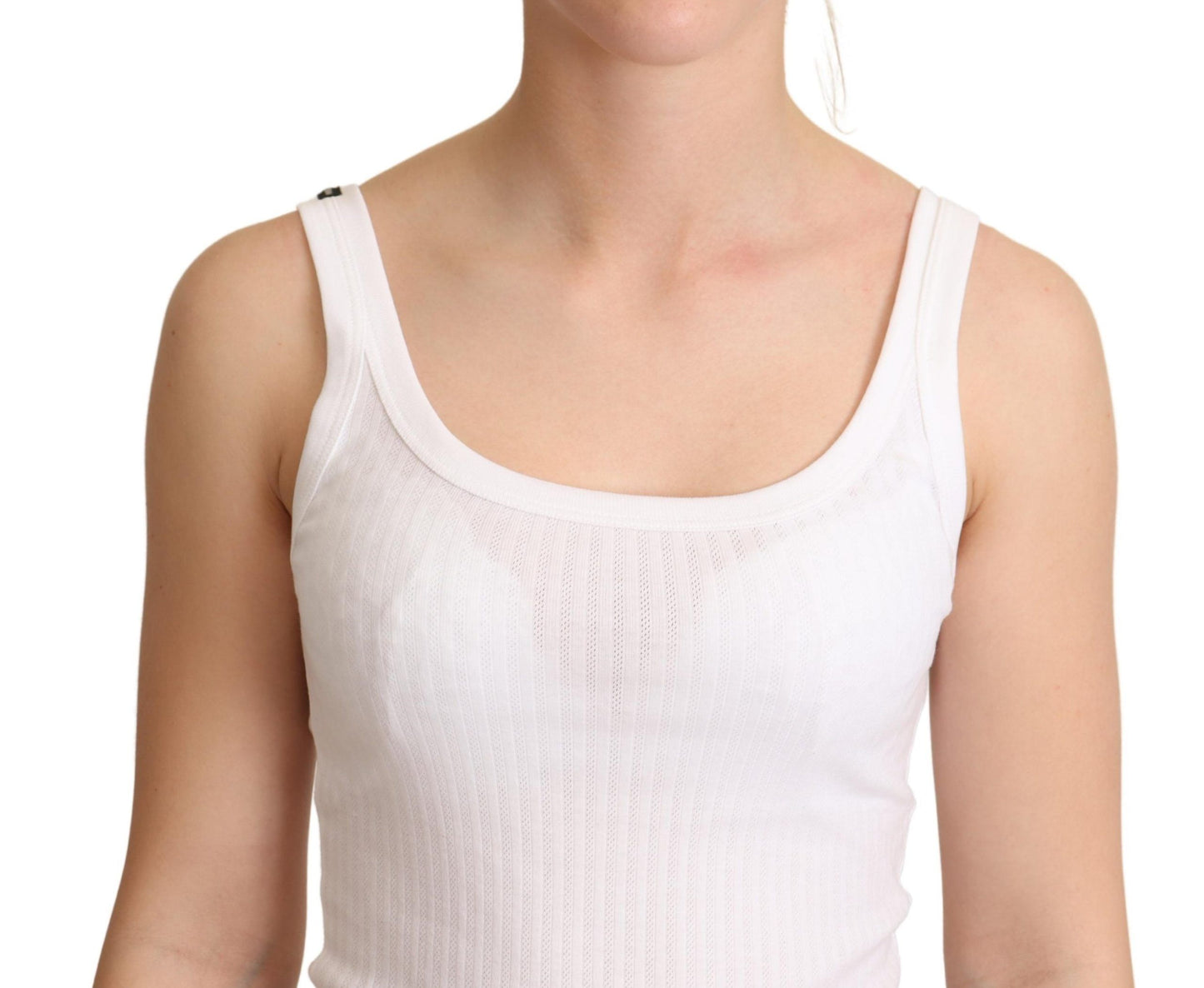 Chic White Cotton Blend Tank Top