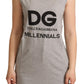 Chic Gray Sleeveless Logo Tank Top