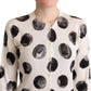 Elegant Polka Dot Silk Cardigan
