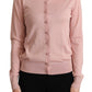 Elegant Pink Cashmere Silk Cardigan