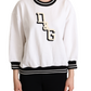Elegant White Cotton Crewneck Pullover