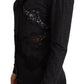 Elegant Gray Lace-Trim Wool Cardigan